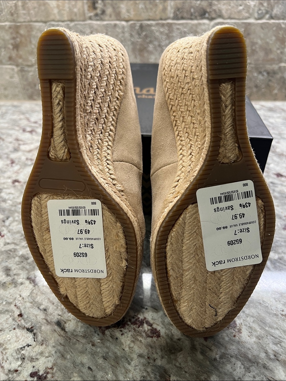 Charles by Charles David Nude Micro-Suede Espadrille Wedge Pumps - Picture 6 of 9